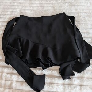 Zara Black Wrap Skirt with Ruffle Hem